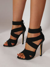 Crisscross Elastic Strap Open Toe Heel